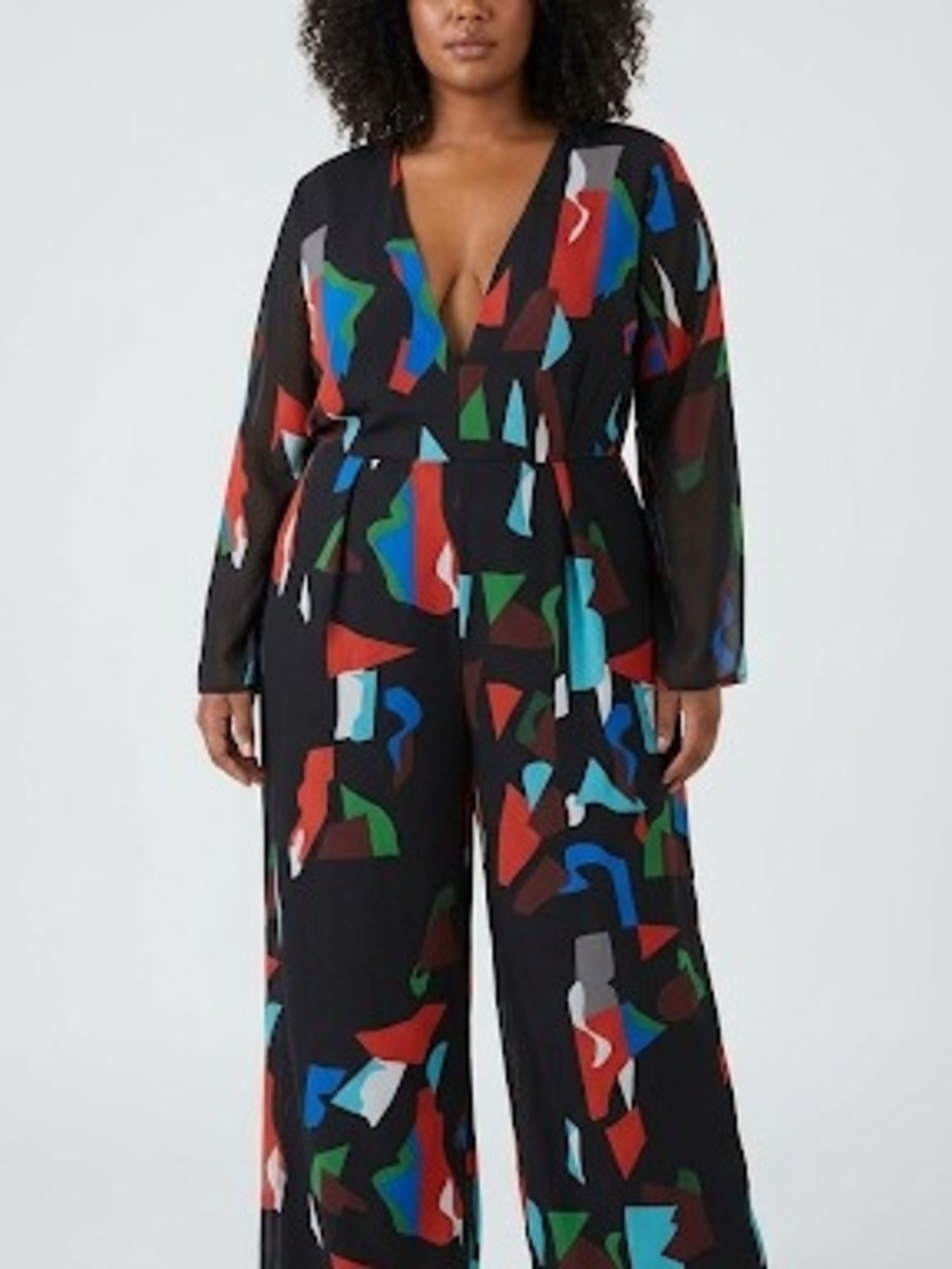 Fashion Nova Black Maxi Dress with Multicolor Abstract Print
